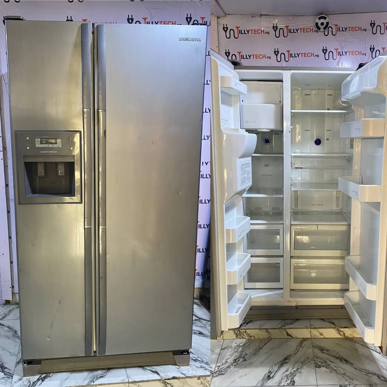 Samsung 650L Side by Side Water Dispenser, Cubed Ice & Cubed Crushed Fridge & Fr