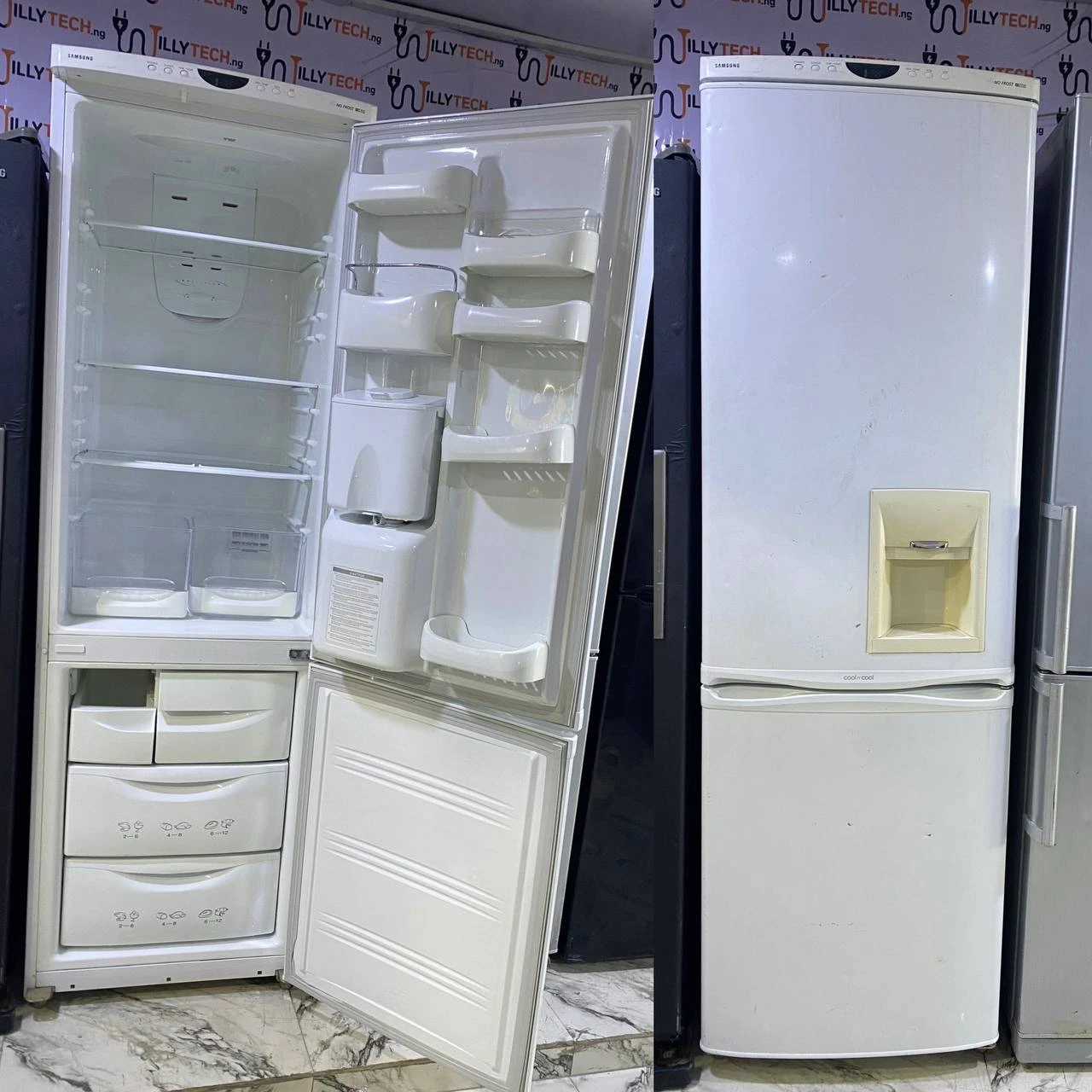 Samsung 350L Double Door Up & Doown Fridge & Freezer + Cold Water Dispenser Refrigerator